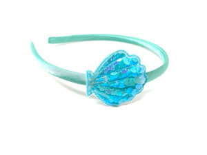 Aqua Mermaid Sequin Shell Headband