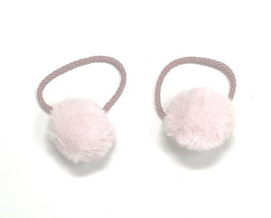 Baby Pink Pom Pom Hair Bobbles - Set of 2