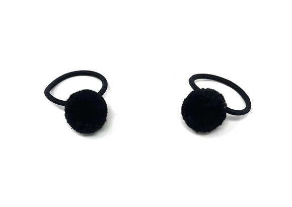 Black Pom Pom Hair Bobbles - Set of 2