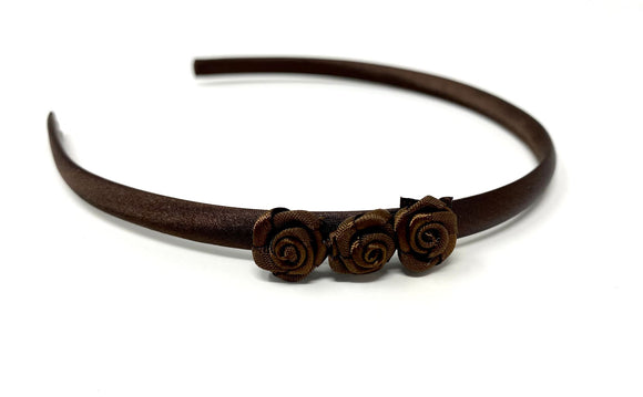 Brown Satin Flower Headband