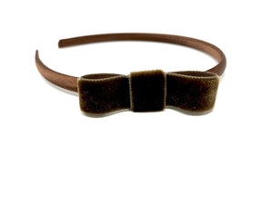 Brown Velvet Side Bow Headband