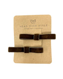 Brown Velvet Bow Hair Clip Set