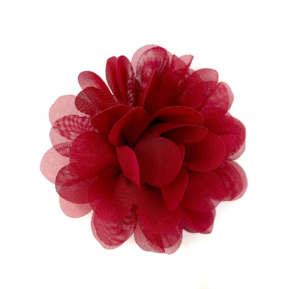 Burgundy Chiffon Flower Hair Clip