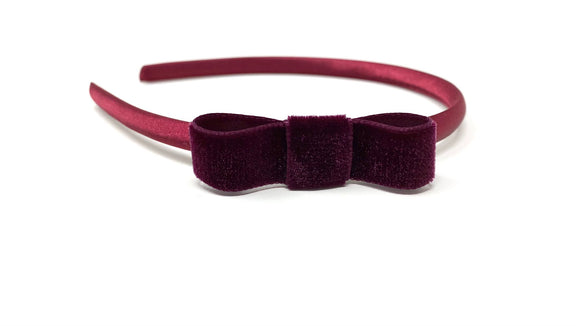 Burgundy Velvet Side Bow Headband