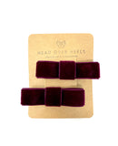 Burgundy Velvet Bow Hair Clip Set