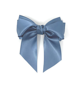 Dusky Blue Satin Bow Hair Clip