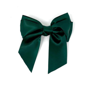 Emerald Green Satin Bow Hair Clip