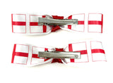 England St George Flag Bow Hair Clip Set