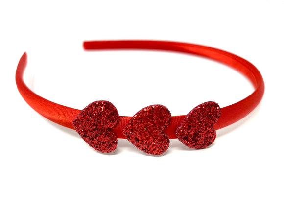 Red Glitter Heart Headband