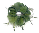 Khaki Green Feather Fascinator