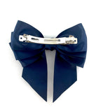 Navy Blue Satin Bow Hair Clip