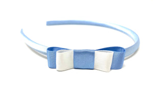 Light Blue and White Bow Headband