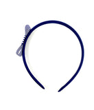 Navy Blue and White Pinstripe Side Bow Headband