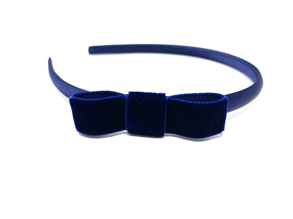 Navy Blue Velvet Side Bow Headband