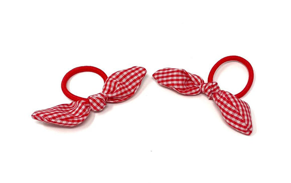 Red Gingham Bow Hair Ties - Set of 2