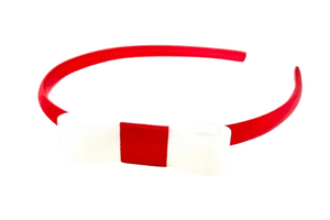 Red and White Bow Headband England Flag St George Cross Hair Accessory