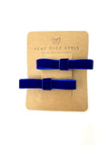 Royal Blue Velvet Bow Hair Clip Set