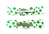 Shamrock Green and White Bow Hair Clip Set