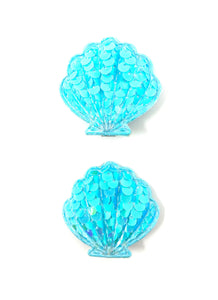 Aqua Sequin Shell Hair Clip Set