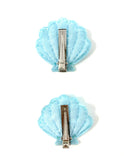 Aqua Sequin Shell Hair Clip Set