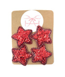 Red Glitter Star Hair Clips - Set of 2