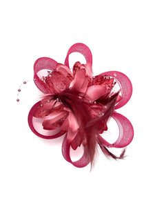 Burgundy Feather Fascinator