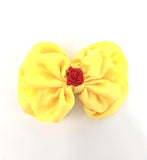 Princess Belle Inspired Yellow Bow Red Rose Hair Clip