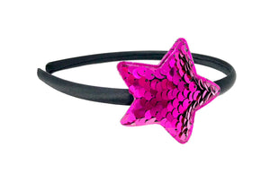 Black and Hot Pink Sequin Star Headband