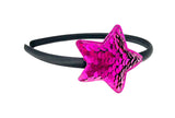 Black and Hot Pink Sequin Star Headband