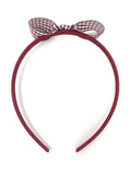 Burgundy Gingham Snow White Style Bow Headband