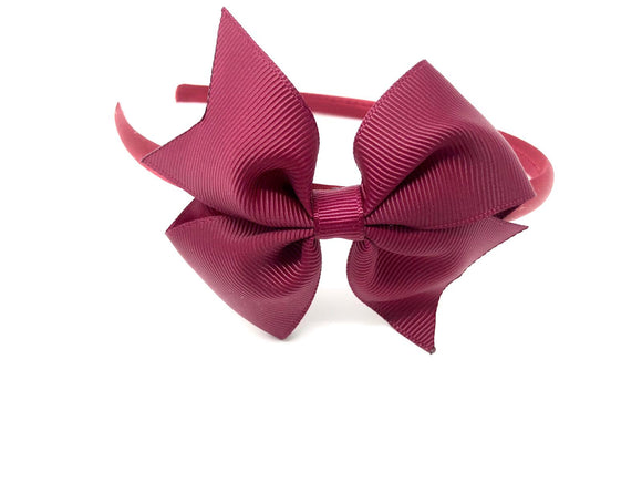 Burgundy Pinwheel Side Bow Headband