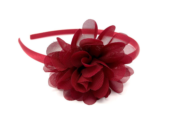 Burgundy Chiffon Flower Headband