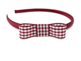 Burgundy Gingham Bow Headband