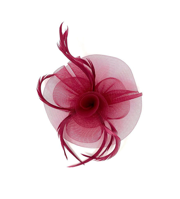 Burgundy Swirl Feather Fascinator