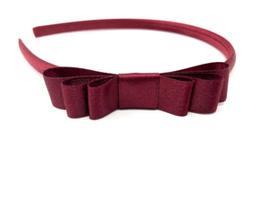 Burgundy Triple Side Bow Headband