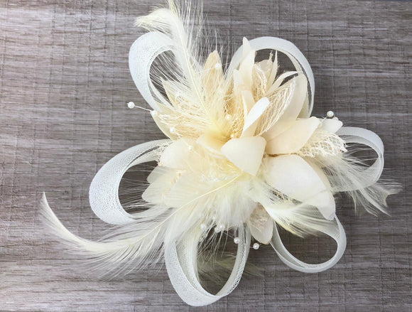 Cream Feather Fascinator