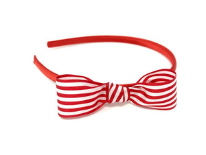 The Cat in the Hat Dr Seuss Inspired Red & White Stripe Side Knot Bow Headband