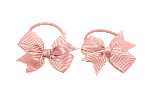 Dusky Pink Bow Hair Ties - Set of 2