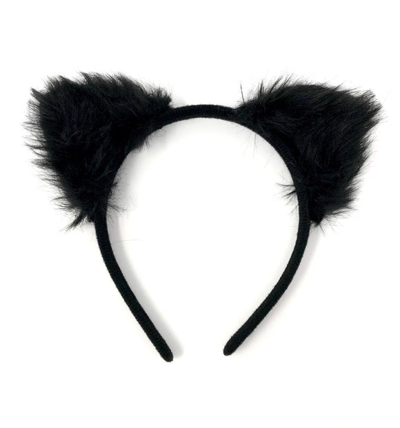 Black Fluffy Cat Ears Headband