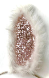 Fluffy Bunny Ears Headband with Pink Glitter