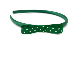 Forest Green Polka Dot Side Bow Headband