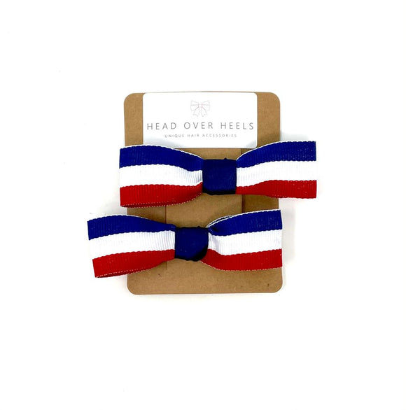 French Flag Bow Hair Clips