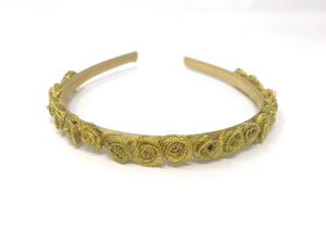 Gold Headband with Gold Glitter Flowers