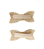 Gold Glitter Bow Hair Clips - Set of 2