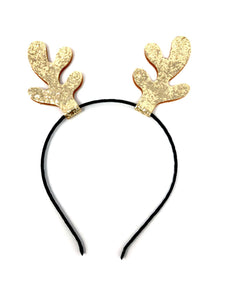 Gold Glitter Reindeer Antler Headband