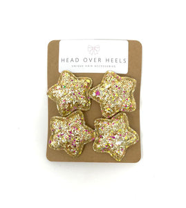 Gold Glitter Star Hair Clips - Set of 2