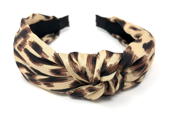 Ladies Light Gold, Black & Brown Animal Print Headband