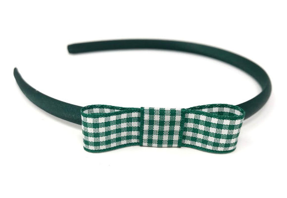 Green Gingham Bow Headband