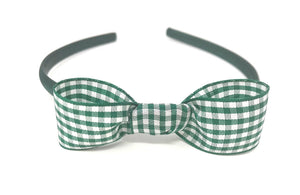 Green Gingham Snow White Style Bow Headband