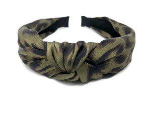 Ladies Khaki Green and Black Animal Print Headband